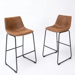 Riess-Ambiente Industrial Loft|Retro Möbel > Design Barhocker DJANGO vintage braun Microfaser mit Lehne Eisengestell schwarz