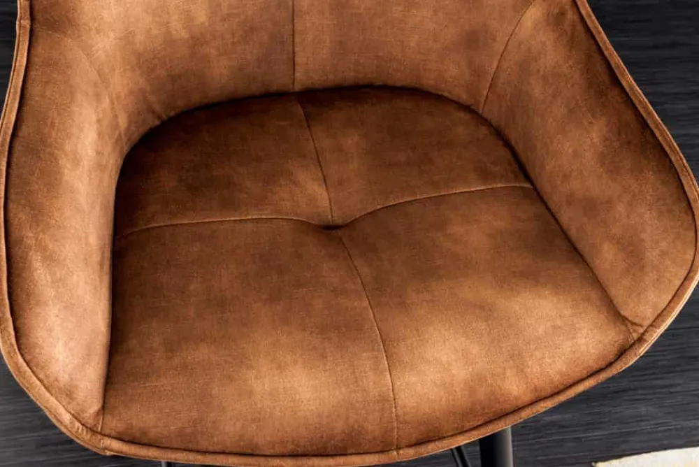 Riess-Ambiente Retro Möbel|Barhocker > Design Barhocker EUPHORIA rost braun Samt schwarze Metallbeine Barstuhl mit Lehne