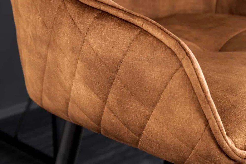 Riess-Ambiente Retro Möbel|Barhocker > Design Barhocker EUPHORIA rost braun Samt schwarze Metallbeine Barstuhl mit Lehne