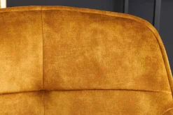 Riess-Ambiente Retro Möbel|Barhocker > Design Barhocker EUPHORIA senfgelb Samt schwarze Metallbeine Barstuhl mit Lehne