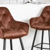Riess-Ambiente Barhocker|Samt Möbel > Design Barhocker MILANO rost braun Samt Barstuhl mit Lehne Metall schwarz Chesterfield-Steppung