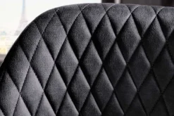 Riess-Ambiente Retro Möbel|Barhocker > Design Barhocker PARIS grau Samt mit Lehne Metall schwarz gold Ziersteppung