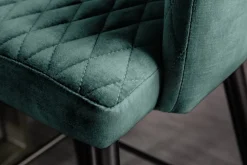Riess-Ambiente Goldene Möbel|Retro Möbel > Design Barhocker PARIS petrol Samt Ziersteppung Fußkappen gold mit Armlehnen