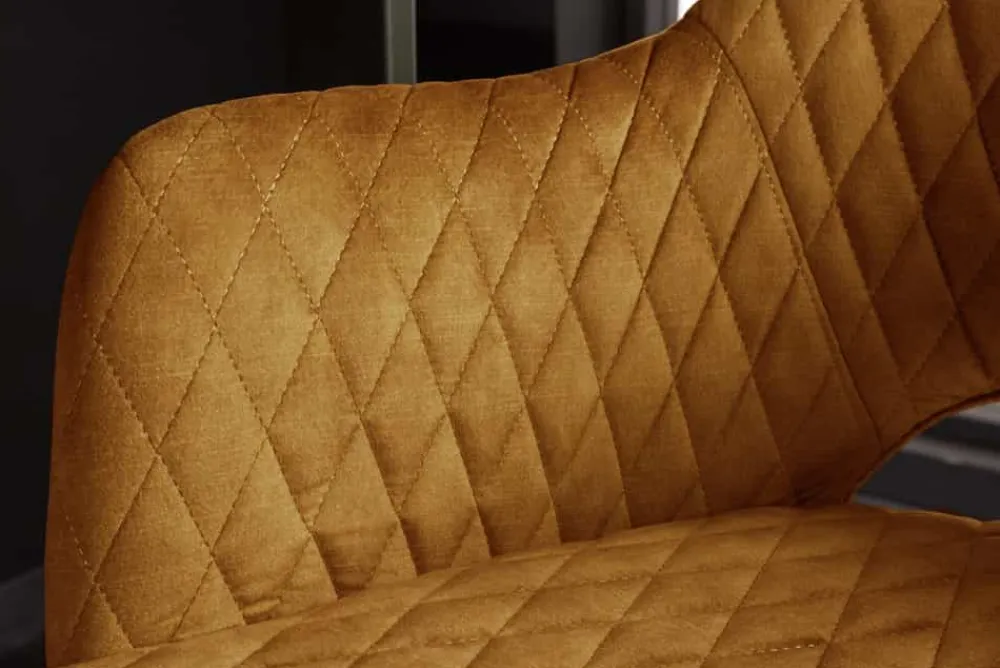 Riess-Ambiente Retro Möbel|Barhocker > Design Barhocker PARIS senfgelb Samt mit Lehne Metall schwarz gold Ziersteppung