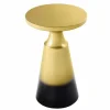 Riess-Ambiente Beistelltische|Goldene Möbel > Design Beistelltisch ABSTRACT 60cm gold Metall gebürstet Patina Handarbeit rund Säulentisch