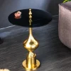 Riess-Ambiente Beistelltische|Goldene Möbel > Design Beistelltisch ABSTRACT 45cm gold Metall schwarze Glasplatte handmade rund