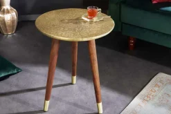 Riess-Ambiente Couchtische & Truhen|Mehr... > Design Beistelltisch ALCAZAR 50cm antik gold Metall Mangoholz Handarbeit rund