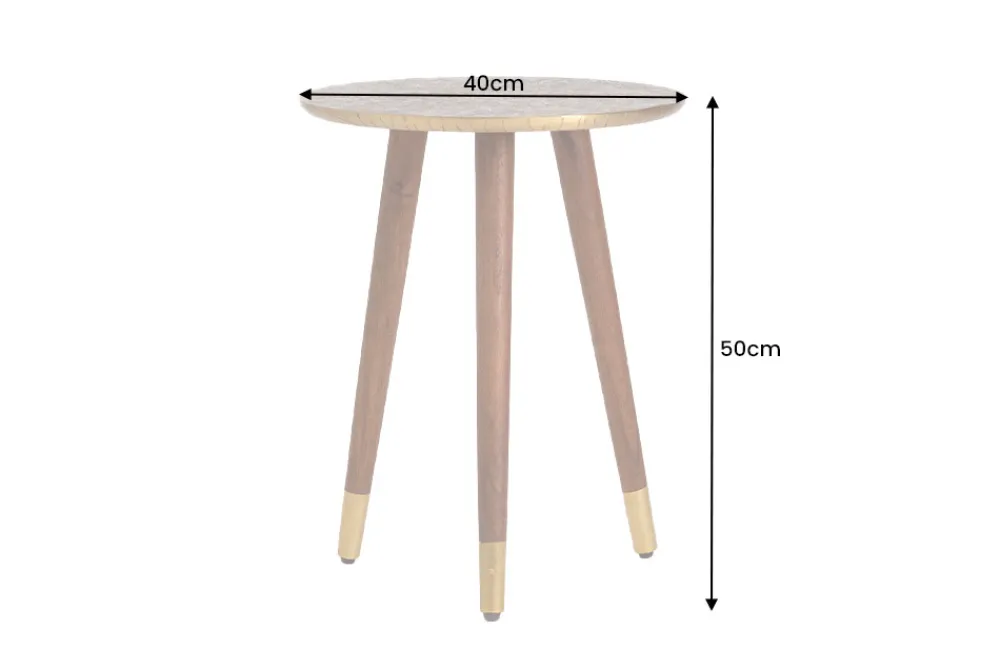 Riess-Ambiente Couchtische & Truhen|Mehr... > Design Beistelltisch ALCAZAR 50cm antik gold Metall Mangoholz Handarbeit rund