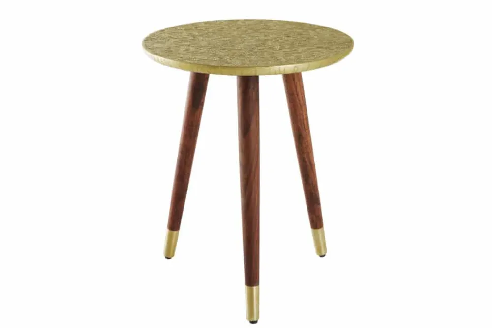Riess-Ambiente Couchtische & Truhen|Mehr... > Design Beistelltisch ALCAZAR 50cm antik gold Metall Mangoholz Handarbeit rund