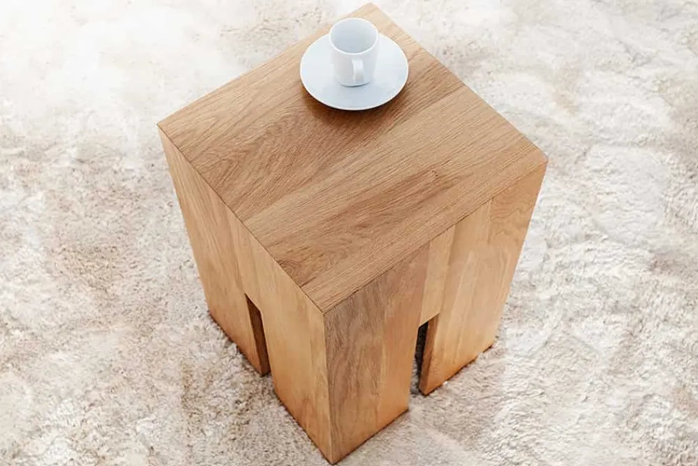Riess-Ambiente Mehr...|Couchtische > Design Beistelltisch CASTLE 45cm natur Wildeiche Massivholz geölt Sitzhocker