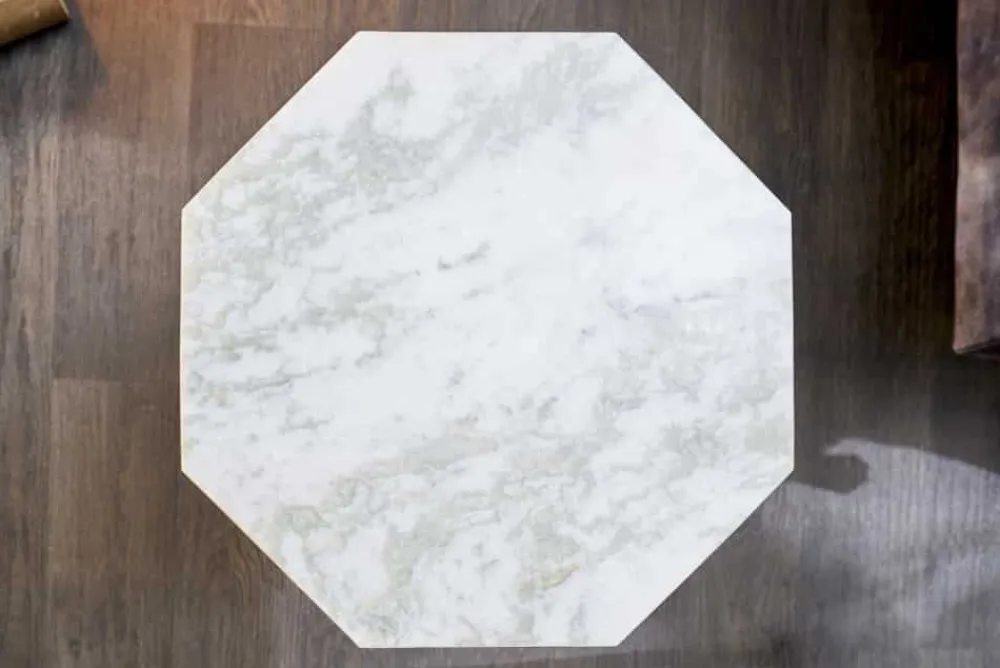 Riess-Ambiente Beistelltische|Goldene Möbel > Design Beistelltisch DIAMOND 50cm weiß Marmor messing Metall
