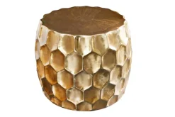 Riess-Ambiente Beistelltische|Goldene Möbel > Design Beistelltisch ORGANIC ORIENT 55cm gold Metall Hammerschlag Nachttisch handmade rund