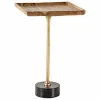 Riess-Ambiente Beistelltische|Mehr... > Design Beistelltisch TRAYFUL 55cm natur Akazie Massivholz schwarzer Marmorfuß gold Metall