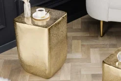 Riess-Ambiente Beistelltische|Goldene Möbel > Design Beistelltisch UNIT 45cm gold Hammerschlag handmade Metall Aluminium
