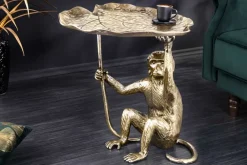 Riess-Ambiente Beistelltische|Goldene Möbel > Design Beistelltisch WILDLIFE MONKEY 60cm gold antik Metall handmade