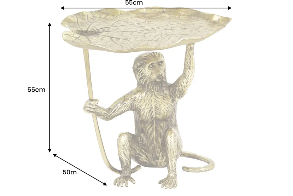 Riess-Ambiente Beistelltische|Goldene Möbel > Design Beistelltisch WILDLIFE MONKEY 60cm gold antik Metall handmade