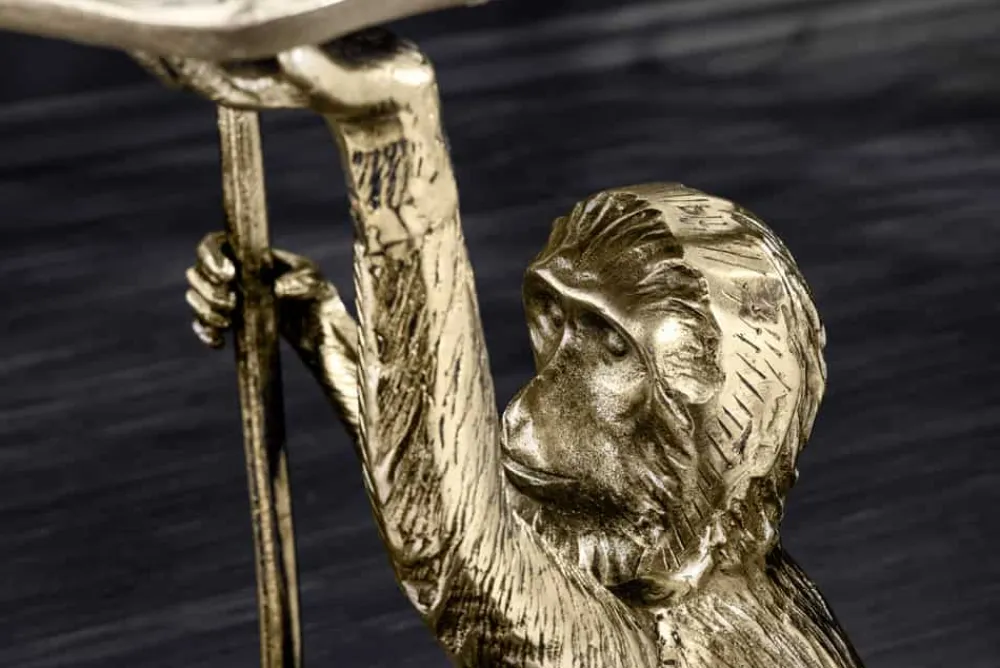 Riess-Ambiente Beistelltische|Goldene Möbel > Design Beistelltisch WILDLIFE MONKEY 60cm gold antik Metall handmade