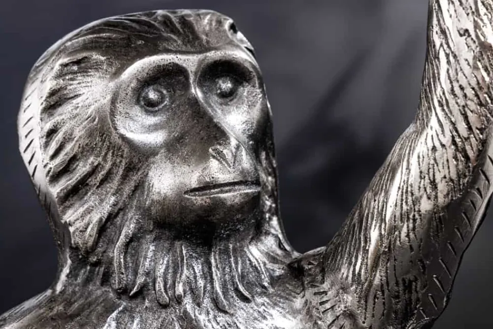 Riess-Ambiente Beistelltische > Design Beistelltisch WILDLIFE MONKEY 60cm silber Metall handmade
