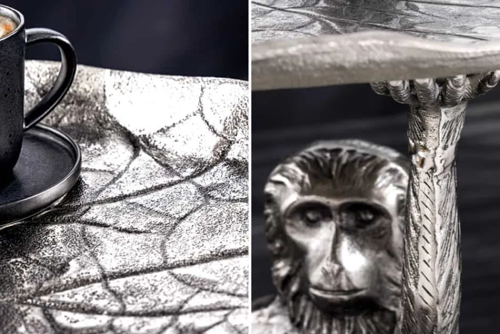 Riess-Ambiente Beistelltische > Design Beistelltisch WILDLIFE MONKEY 60cm silber Metall handmade