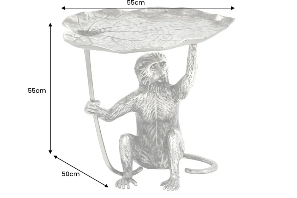 Riess-Ambiente Beistelltische > Design Beistelltisch WILDLIFE MONKEY 60cm silber Metall handmade