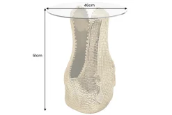 Riess-Ambiente Beistelltische > Design Beistelltisch WILDLIFE CROCODILE 50cm gold runde Glasplatte Krokodil