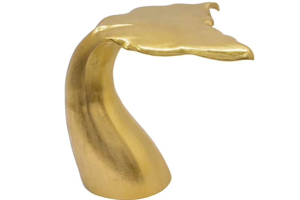 Riess-Ambiente Beistelltische|Goldene Möbel > Design Beistelltisch WILDLIFE Walflosse 60cm gold Metall handmade