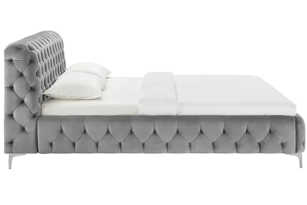 Riess-Ambiente Polsterbetten|Samt Möbel > Design Bett MODERN BAROCK 160x200cm grau Samt Chesterfield Doppelbett