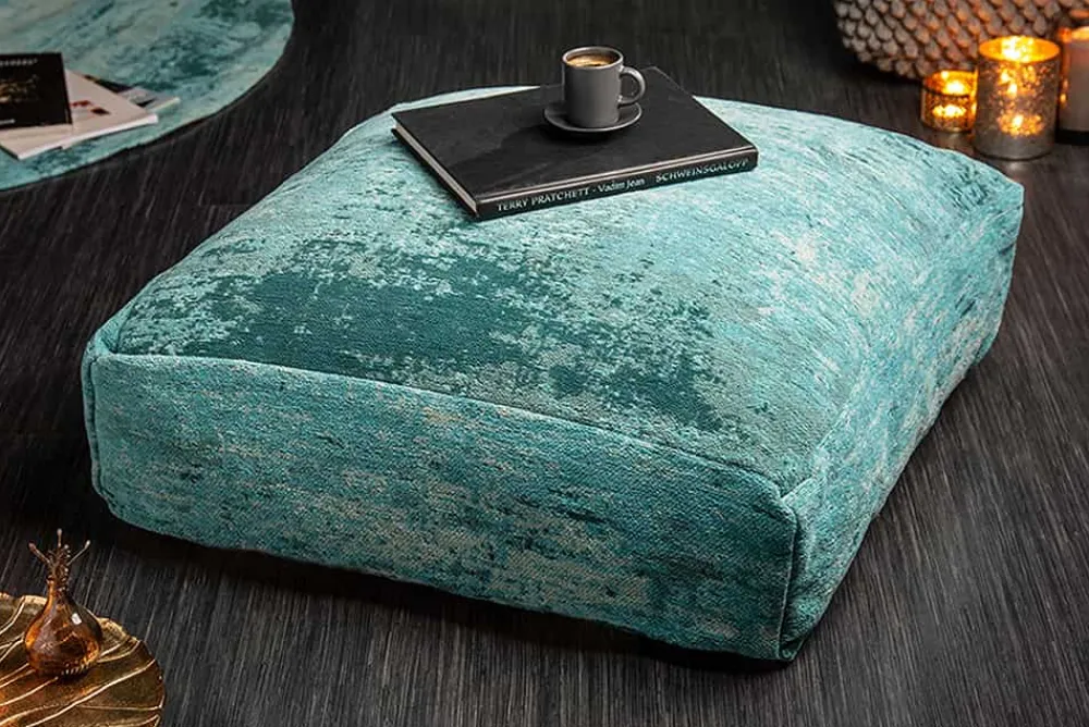Riess-Ambiente Sitzpoufs|Heimtextilien > Design Bodenkissen XL MODERN ART 70cm türkis abstraktes Muster Sitzkissen