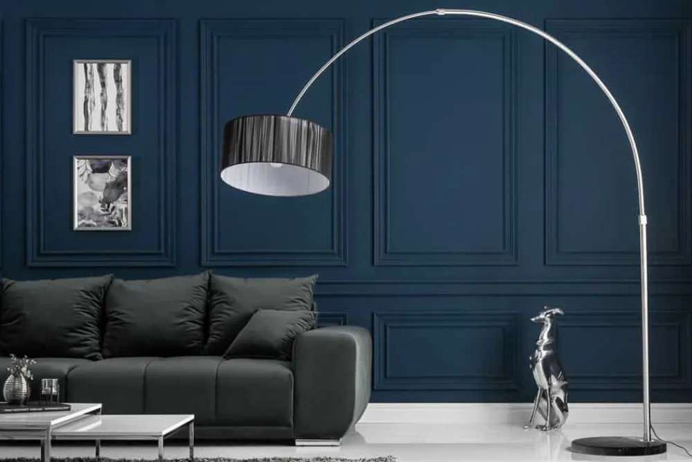 Riess-Ambiente Stehleuchten > Design Bogenlampe EXTENSO 230cm schwarz Stehlampe mit Marmorfuß