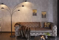 Riess-Ambiente Goldene Möbel|Retro Möbel > Design Bogenlampe FIVE LIGHTS 210cm schwarz gold Stehlampe mit Marmorfuß