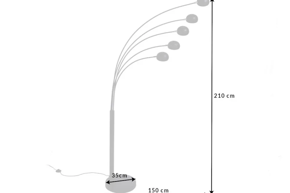 Riess-Ambiente Goldene Möbel|Retro Möbel > Design Bogenlampe FIVE LIGHTS 210cm schwarz gold Stehlampe mit Marmorfuß
