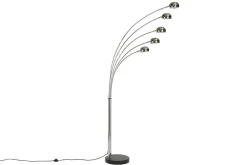 Riess-Ambiente Retro Möbel|Stehleuchten > Design Bogenlampe FIVE LIGHTS 205cm chrom Stehlampe mit schwarzem Marmorfuß