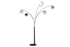Riess-Ambiente Retro Möbel|Stehleuchten > Design Bogenlampe LEVELS 205cm schwarz grau 5 Leinenschirme Stehlampe