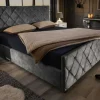 Riess-Ambiente Boxbetten|Samt Möbel > Design Boxbett ELYSIUM 180x200cm dunkelgrau Samt mit Stauraum und Lattenrost