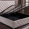 Riess-Ambiente Boxbetten|Samt Möbel > Design Boxbett PARIS 160x200cm champagner beige Samt mit Stauraum und Lattenrost