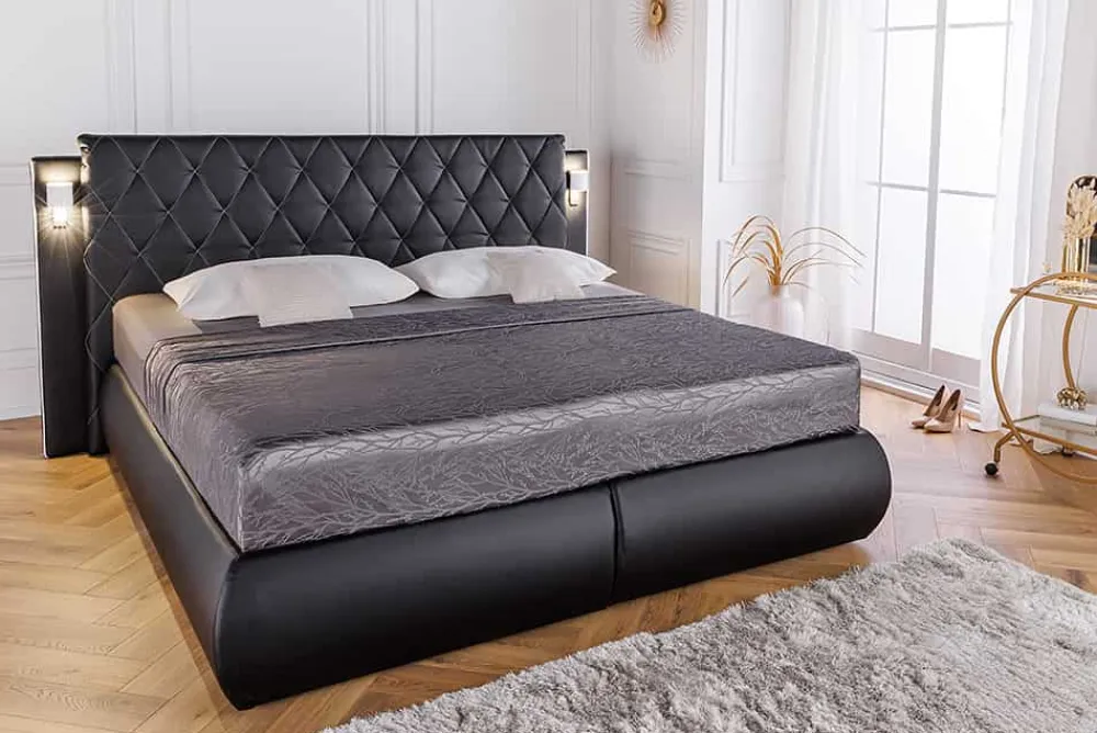 Riess-Ambiente Boxspringbetten > Design Boxspringbett PALAZZO 180x200cm schwarz inkl. Stauraum Matratze Topper