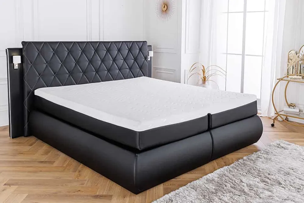 Riess-Ambiente Boxspringbetten > Design Boxspringbett PALAZZO 180x200cm schwarz inkl. Stauraum Matratze Topper