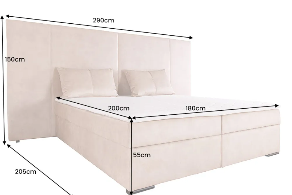 Riess-Ambiente Boxspringbetten|Samt Möbel > Design Boxspringbett SUITE HOTELBETT 180x200cm beige Samt inkl. Stauraum Topper