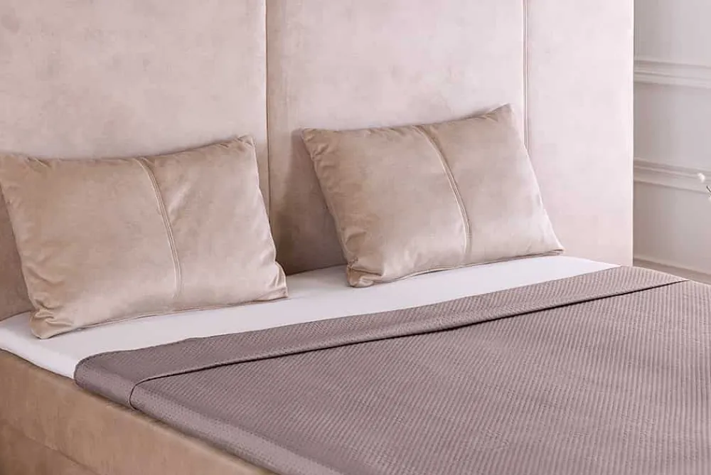 Riess-Ambiente Boxspringbetten|Samt Möbel > Design Boxspringbett SUITE HOTELBETT 180x200cm beige Samt inkl. Stauraum Topper