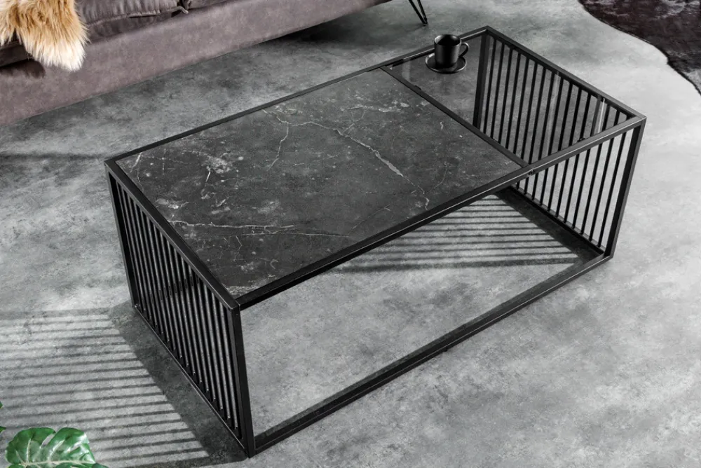 Riess-Ambiente Skandinavisch|Couchtische & Truhen > Design Couchtisch ARCHITECTURE 100cm graphit Rauchglas Metall