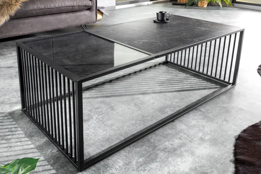 Riess-Ambiente Skandinavisch|Couchtische & Truhen > Design Couchtisch ARCHITECTURE 100cm graphit Rauchglas Metall