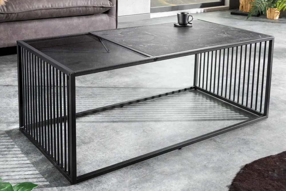 Riess-Ambiente Skandinavisch|Couchtische & Truhen > Design Couchtisch ARCHITECTURE 100cm graphit Rauchglas Metall