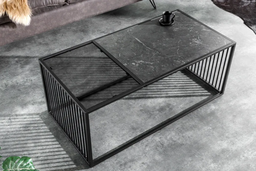 Riess-Ambiente Skandinavisch|Couchtische & Truhen > Design Couchtisch ARCHITECTURE 100cm graphit Rauchglas Metall