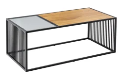 Riess-Ambiente Skandinavisch|Couchtische & Truhen > Design Couchtisch ARCHITECTURE 100cm schwarz Wildeiche Rauchglas Metall Holz
