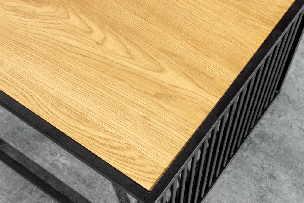 Riess-Ambiente Skandinavisch|Couchtische & Truhen > Design Couchtisch ARCHITECTURE 100cm schwarz Wildeiche Rauchglas Metall Holz