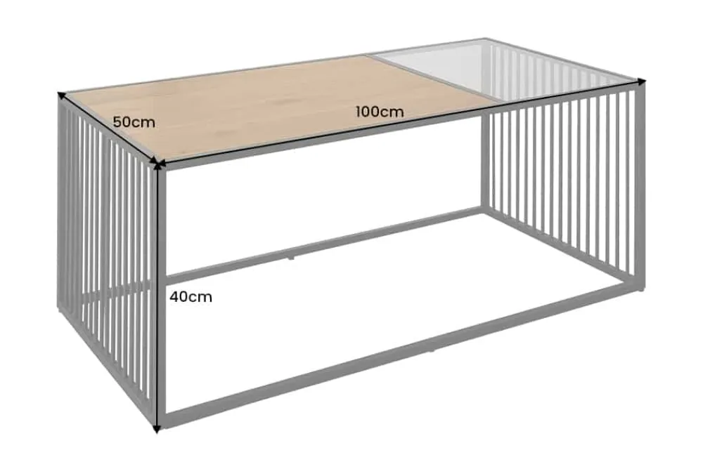 Riess-Ambiente Skandinavisch|Couchtische & Truhen > Design Couchtisch ARCHITECTURE 100cm schwarz Wildeiche Rauchglas Metall Holz