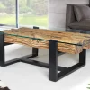 Riess-Ambiente Mehr...|Couchtische > Design Couchtisch BARRACUDA 130cm recyceltes Teakholz Glasplatte schwarz Edelstahl Industrial