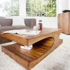 Riess-Ambiente Mehr...|Couchtische > Design Couchtisch CUBUS 120cm braun Sheesham Massivholz stone finish mit Stauraum