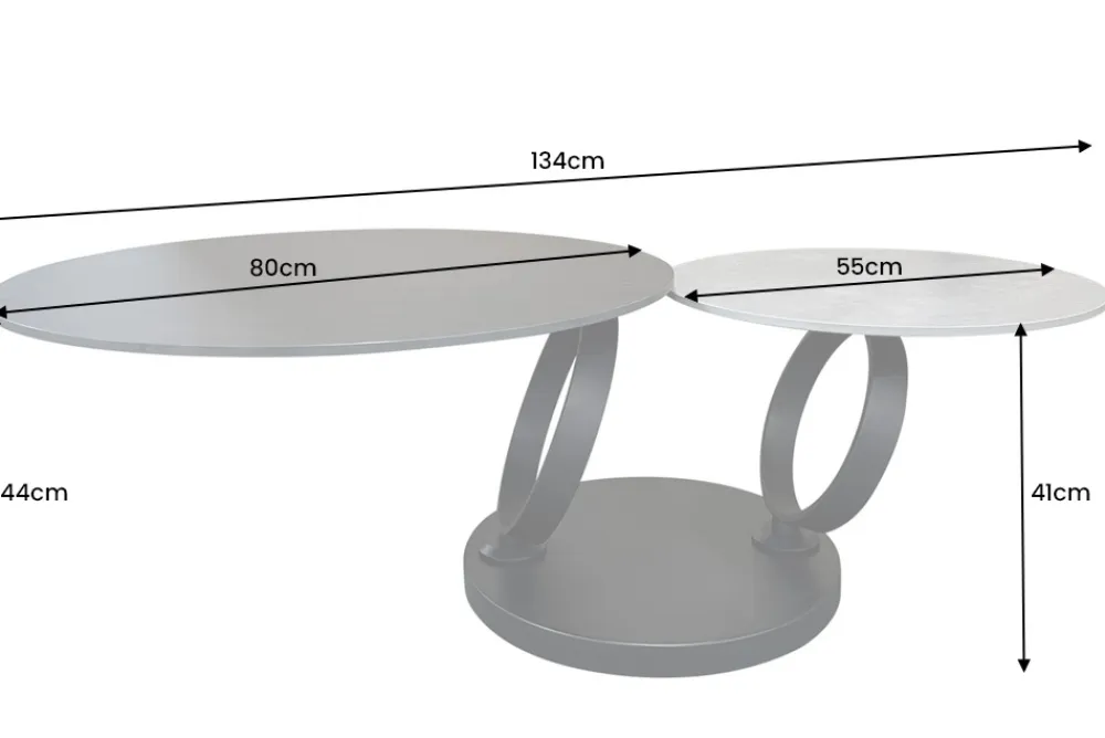 Riess-Ambiente Couchtische & Truhen > Design Couchtisch DANCING RINGS schwarz grau rund drehbar Keramik Metall