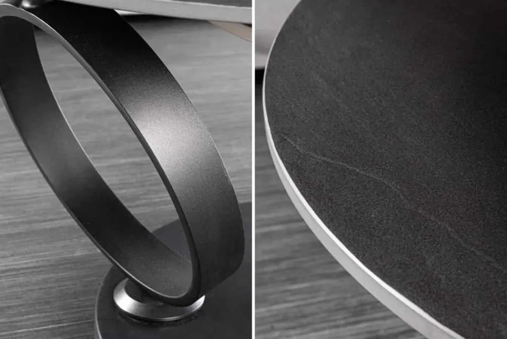 Riess-Ambiente Couchtische & Truhen > Design Couchtisch DANCING RINGS schwarz grau rund drehbar Keramik Metall